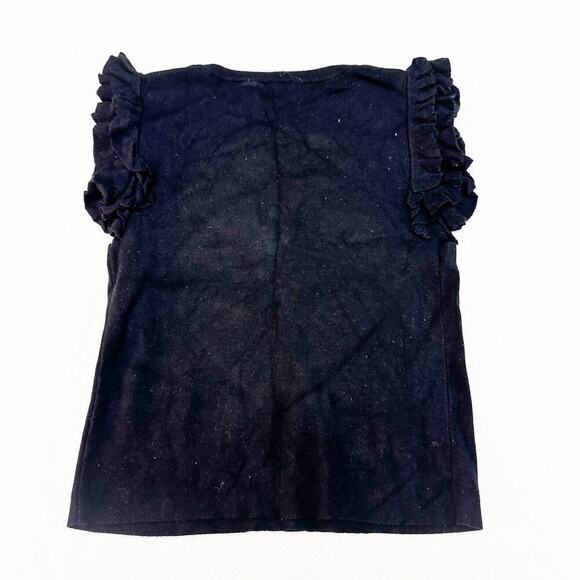 Express Black Ruffle Sleeve Keyhole Design Short Sleeve Sweater Top Size L MINT - Picture 3 of 4